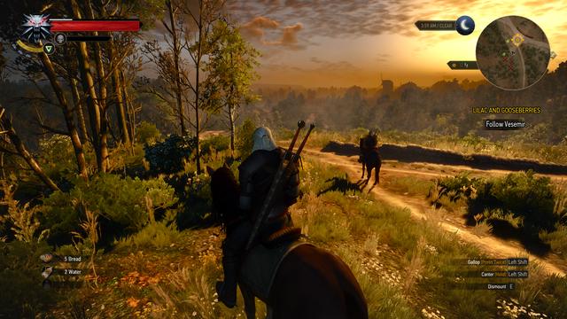 The Witcher 3: Wild Hunt is an action role-playing game with a third-person perspective. Players control Geralt of Rivia, a monster hunter known as a Witcher. Geralt walks, runs, rolls and dodges, and (for the first time in the series) jumps, climbs and swims. He has a variety of weapons, including bombs, a crossbow and two swords (one steel and one silver). The steel sword is used primarily to kill humans while the silver sword is more effective against creatures and monsters. Players can draw out, switch and sheathe their swords at will. There are two modes of melee attack; light attacks are fast but weak, and heavy attacks are slow but strong. Players can block and counter enemy attacks with their swords.[4] Swords have limited endurance and require regular repair. In addition to physical attacks, Geralt has five magical signs at his disposal: Aard, Axii, Igni, Yrden and Quen. Aard prompts Geralt to unleash a telekinetic blast, Axii confuses enemies, Igni burns them, Yrden slows them down and Quen offers players a temporary, protective shield. The signs use stamina, and cannot be used indefinitely. Players can use mutagens to increase Geralt's magic power. They lose health when attacked by enemies, although wearing armour can help reduce health loss. Health is restored with meditation or consumables, such as food and potions. Players occasionally control Ciri, Geralt's adoptive daughter who can teleport short distances. The game has responsive, advanced artificial intelligence (AI) and dynamic environments. The day-night cycle influences some monsters; a werewolf becomes powerful during the night of a full moon. Players can learn about their enemies and prepare for combat by reading the in-game bestiary. When they kill an enemy, they can loot its corpse for valuables. Geralt's witcher sense enables players to find objects of interest, including items that can be collected or scavenged. Items are stored in the inventory, which can be expanded by purchasing upgrades. Players can sell items to vendors or use them to craft potions and bombs. They can visit blacksmiths to craft new weapons and armour with what they have gathered. The price of an item and the cost of crafting it depend on a region's local economy. (from Wikipedia)