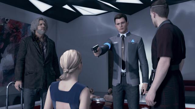 The plot revolves around three androids: Kara (Valorie Curry), who escapes the owner she was serving to explore her newfound sentience and protect a young girl; Connor (Bryan Dechart), whose job is to hunt down sentient androids; and Markus (Jesse Williams), who devotes himself to releasing other androids from servitude. They may survive or perish depending on dialogue choices that shape the story.
Detroit: Become Human is an adventure game played from a third-person view, which is subject to a set and controllable perspective. There are multiple playable characters who can die as the story continues without them; as a result, there is no "game over" message following a character's death. The right analogue stick on the DualShock controller is used to interact with objects and observe one's surroundings, the left is for movement, and R2 scans an environment for possible actions; the motion controls and touchpad are also employed. Via quick time events and dialogue decisions, the story will branch out depending on which choices are made. These can be viewed in a flowchart during and immediately after a given chapter; the player can rewind to certain points in the story to reshape decisions in the event of regret. Certain scenes feature countdowns, which force the player to think and act quickly. Levels abound with magazines for players to read.
(from Wikipedia)