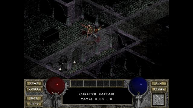 Set in the fictional Kingdom of Khanduras (located in the mortal realm), Diablo has the player take control of a lone hero battling to rid the world of Diablo, the Lord of Terror. Beneath the town of Tristram, the player journeys through sixteen randomly generated dungeon levels, ultimately entering Hell itself in order to face Diablo.
Diablo is an action role-playing hack and slash video game. The player moves and interacts with the environment primarily by way of a mouse. Other actions, such as casting a spell, are performed in response to keyboard inputs. The player can acquire items, learn spells, defeat enemies, and interact with non-player characters (NPC)s throughout the game.

The dungeon levels are randomly generated, although they follow parameters according to their type; for instance the catacombs tend to have long corridors and closed rooms, while the caves are more non-linear. The players are assigned a random number of quests from several tiers; these quests are optional but help to level up the character and/or reveal more of the backstory. The final two quests, however, are mandatory in order to finish the game.
(from Wikipedia)