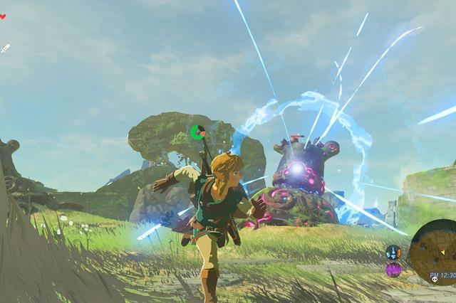 Breath of the Wild is an action-adventure game set in an open-world environment where players are tasked with exploring the kingdom of Hyrule while controlling Link. In terms of structure, Breath of the Wild encourages nonlinear gameplay, which is illustrated by the game's lack of defined entrances or exits to areas, scant instruction given to the player, and encouragement to explore freely. Breath of the Wild introduces a consistent physics engine to the Zelda series, letting players approach problems in different ways rather than trying to find a single solution. The game also integrates a "chemistry engine" that defines the physical properties of most objects and governs how they interact with the player and one another. For example, players may take advantage of the game's dynamic weather by throwing metal objects at enemies during thunderstorms to attract a lightning strike. However, the level of realism offered in the "chemistry engine" also means that players will equally attract an unavoidable fatal lightning strike if wearing any metal during thunderstorms. These design approaches result in a generally unstructured and interactive world that rewards experimentation and allows for nonlinear completion of the story. (from Wikipedia)